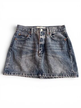 Denim Forum The 90’s Ricci Mini Skirt Sz 24 Dark Wash Whiskered NWOT